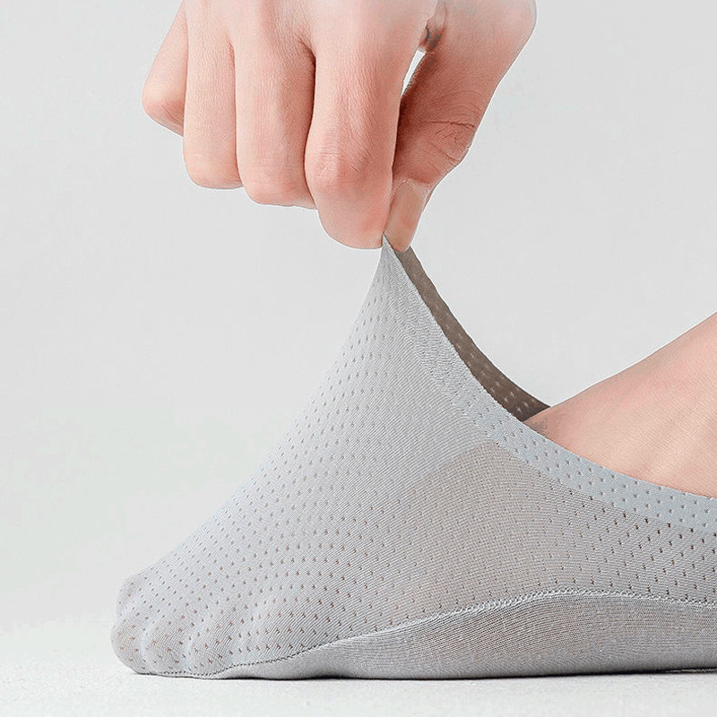 HSS 5 poros/partija Vyriškos valties kojinės 100 % medvilnės dezodorantas, prakaitą sugeriančios vasaros kojinės plonos kvėpuojančios silikoninės neslystančios šilko kojinės