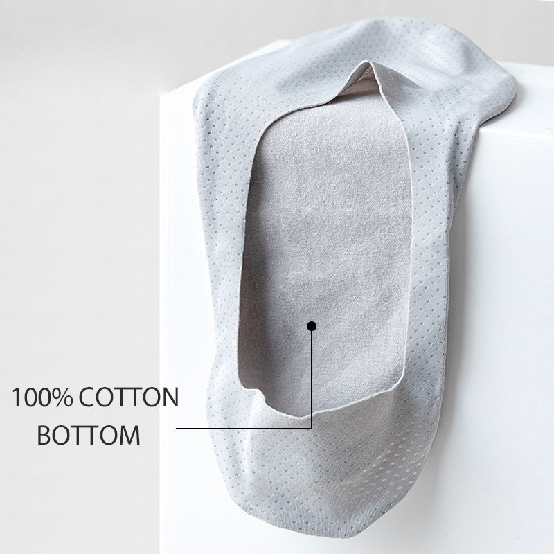 HSS 5 poros/partija Vyriškos valties kojinės 100 % medvilnės dezodorantas, prakaitą sugeriančios vasaros kojinės plonos kvėpuojančios silikoninės neslystančios šilko kojinės