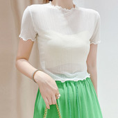 Cămașă scurtă strălucitoare pentru femei, primăvară, vară, petrecere, negru, alb, albastru, cu mânecă scurtă, bluze subțiri sexy pentru femei