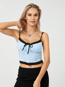 Γυναικείες καλοκαιρινές μπλούζες Cami Αμάνικο ανοιχτό λαιμό με αντίθεση χρώματος γάντζος και καμιζόλα ματιών