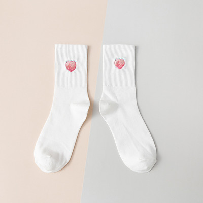 Φρούτα γυναικείες κάλτσες μεσαίου σωλήνα Χαριτωμένο κορεάτικο ιαπωνικό κέντημα κάλτσες στοίβα μικρής τομής