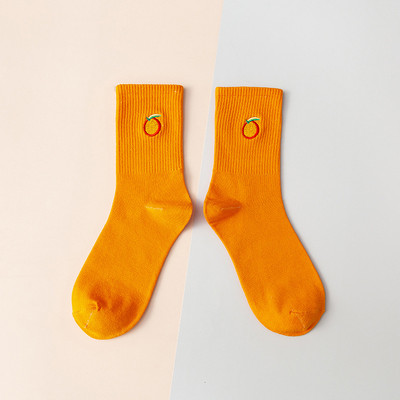 Φρούτα γυναικείες κάλτσες μεσαίου σωλήνα Χαριτωμένο κορεάτικο ιαπωνικό κέντημα κάλτσες στοίβα μικρής τομής