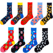 Újdonság férfi zokni ruha Színes absztrakt ujjmintás kényelmes gördeszka kauzális vicces esküvői boldog zokni