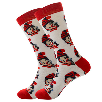 Augstas kvalitātes ķemmētas kokvilnas zeķes Dzīvnieku raksta gara caurule Funny Happy Men Zeķes Jaunums Skateboard Crew Ikdienas trakās zeķes