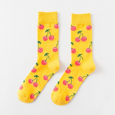 1 pereche de șosete din bumbac Bărbați Femei Street Skateboard Happy Socks Imprimare cu fructe Harajuku Cadou Măr Pere Banane Lămâie Cireșe Sosete amuzante
