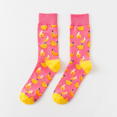 1 pereche de șosete din bumbac Bărbați Femei Street Skateboard Happy Socks Imprimare cu fructe Harajuku Cadou Măr Pere Banane Lămâie Cireșe Sosete amuzante