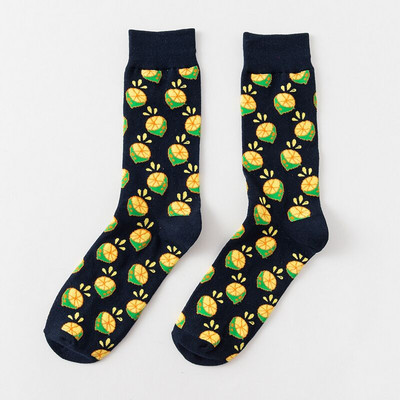 1 pereche de șosete din bumbac Bărbați Femei Street Skateboard Happy Socks Imprimare cu fructe Harajuku Cadou Măr Pere Banane Lămâie Cireșe Sosete amuzante