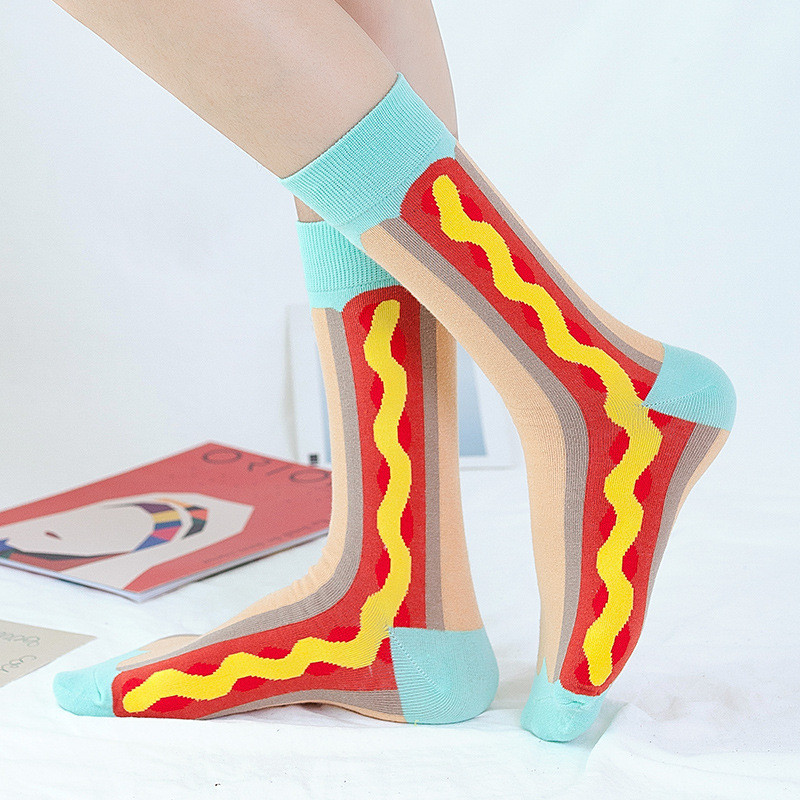1 pereche de șosete din bumbac Bărbați Femei Street Skateboard Happy Socks Imprimare cu fructe Harajuku Cadou Măr Pere Banane Lămâie Cireșe Sosete amuzante