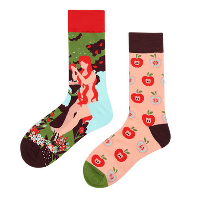 mandariinpart Meeste ja naiste sokid Original AB Trendikas sokid Medium High Tube Sokid Lilled Puuviljad Loomad Multikad Puuvillased sokid