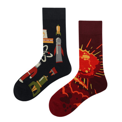 mandariinpart Meeste ja naiste sokid Original AB Trendikas sokid Medium High Tube Sokid Lilled Puuviljad Loomad Multikad Puuvillased sokid