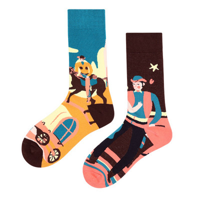 mandariinpart Meeste ja naiste sokid Original AB Trendikas sokid Medium High Tube Sokid Lilled Puuviljad Loomad Multikad Puuvillased sokid