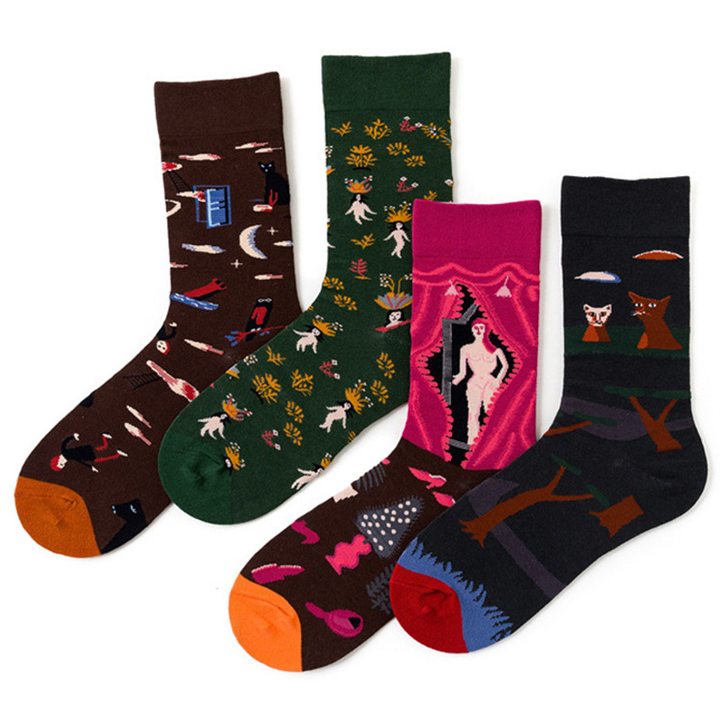 Tide kojinės vyriškos ir moteriškos mados tendencijos kojinės aukšto vamzdžio poros kojinės meno iliustracija vyriškos kojinės sportinės kojinės