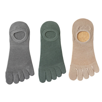 3 paari/partii Meeste sokid Mood vabaaja Pehmed Hingavad Sõrmede Paadisokid Kvaliteetne võrk vabaaja Sox meestele Higi neelav