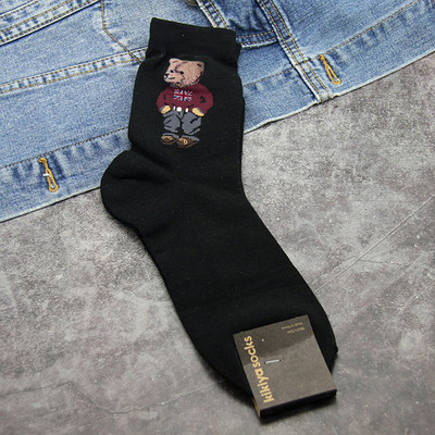 Cartoon Gentleman Bear Meeste Sokid Puuvillane Harajuku Rula Sokid Uudsus Hingav Sox Jõulukingitus носки calcetines носки