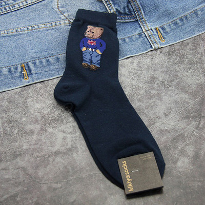 Cartoon Gentleman Bear Meeste Sokid Puuvillane Harajuku Rula Sokid Uudsus Hingav Sox Jõulukingitus носки calcetines носки