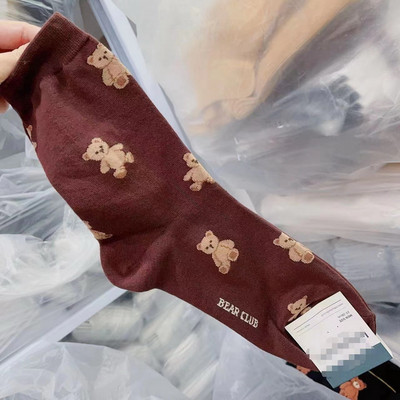 Cartoon Gentleman Bear Meeste Sokid Puuvillane Harajuku Rula Sokid Uudsus Hingav Sox Jõulukingitus носки calcetines носки