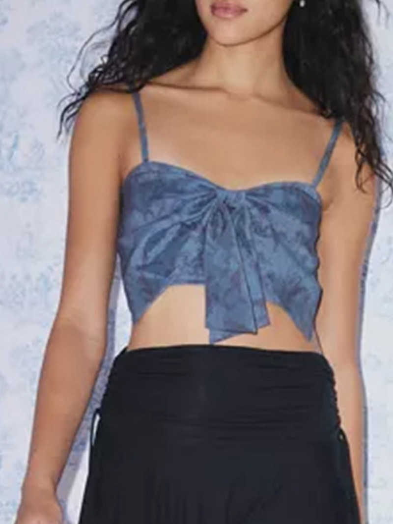 CHQCDarlys, cu fundă în față, fără mâneci, cu bretele spaghetti, crop top, sexy, Y2k, cu imprimeu retro, camisole, maiuri de vară.