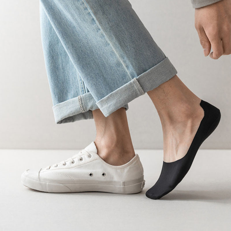5 paari meeste sokid puuvillased hingavad suvised üliõhukesed No Show Ice siidist sokid silikoonist libisemiskindlad põhjast imavad meeste paadi sokid