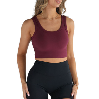 Ženske rebraste pletene majice bez rukava s okruglim izrezom, uske kratke majice s prslukom Ulična odjeća