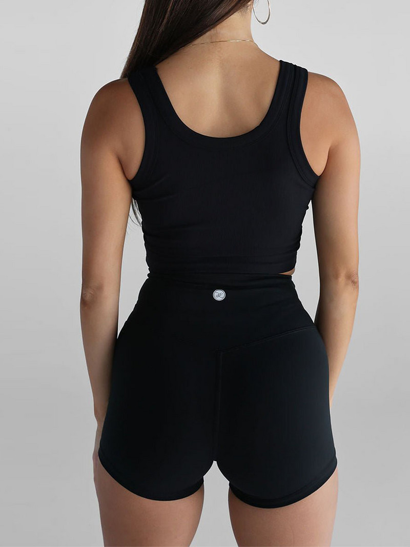 Ženske rebraste pletene majice bez rukava s okruglim izrezom, uske kratke majice s prslukom Ulična odjeća