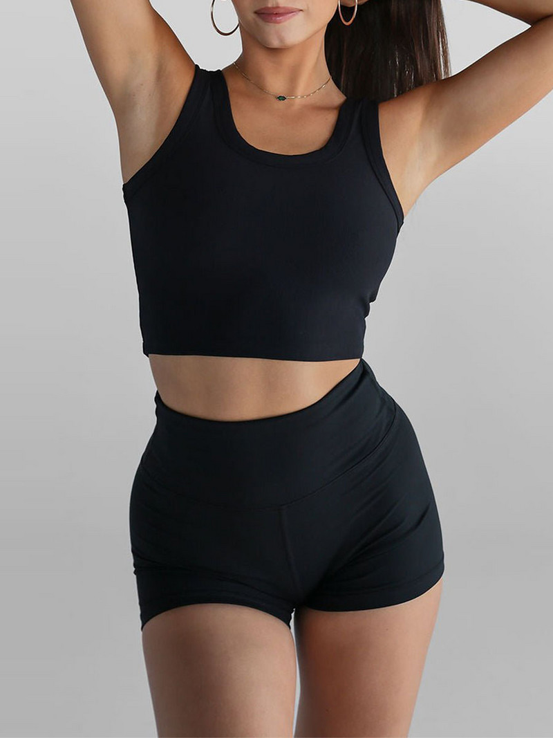 Ženske rebraste pletene majice bez rukava s okruglim izrezom, uske kratke majice s prslukom Ulična odjeća