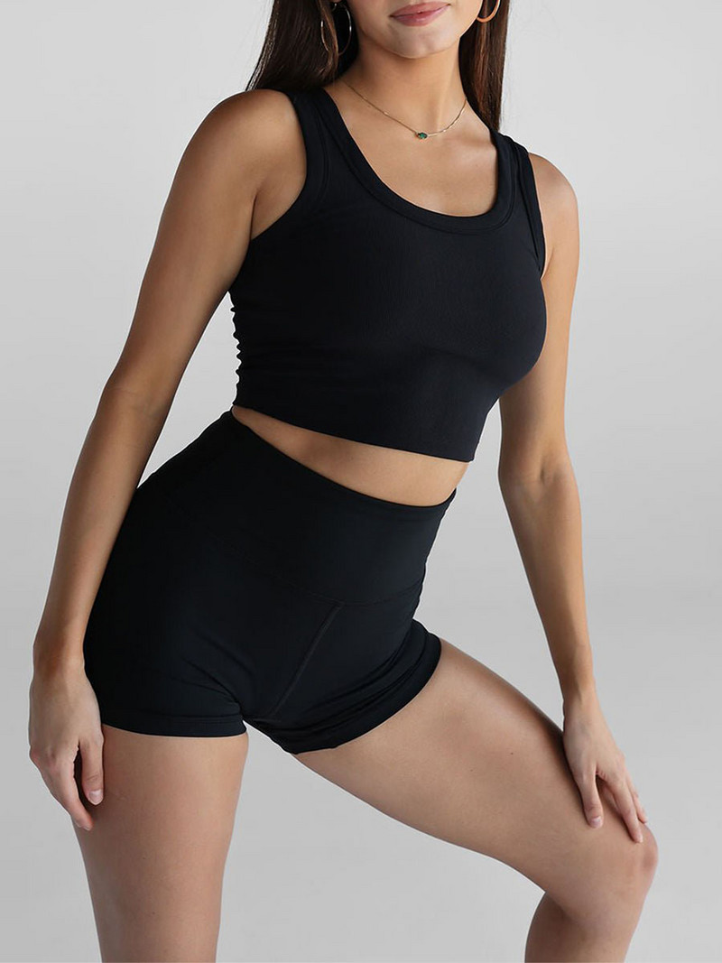 Ženske rebraste pletene majice bez rukava s okruglim izrezom, uske kratke majice s prslukom Ulična odjeća