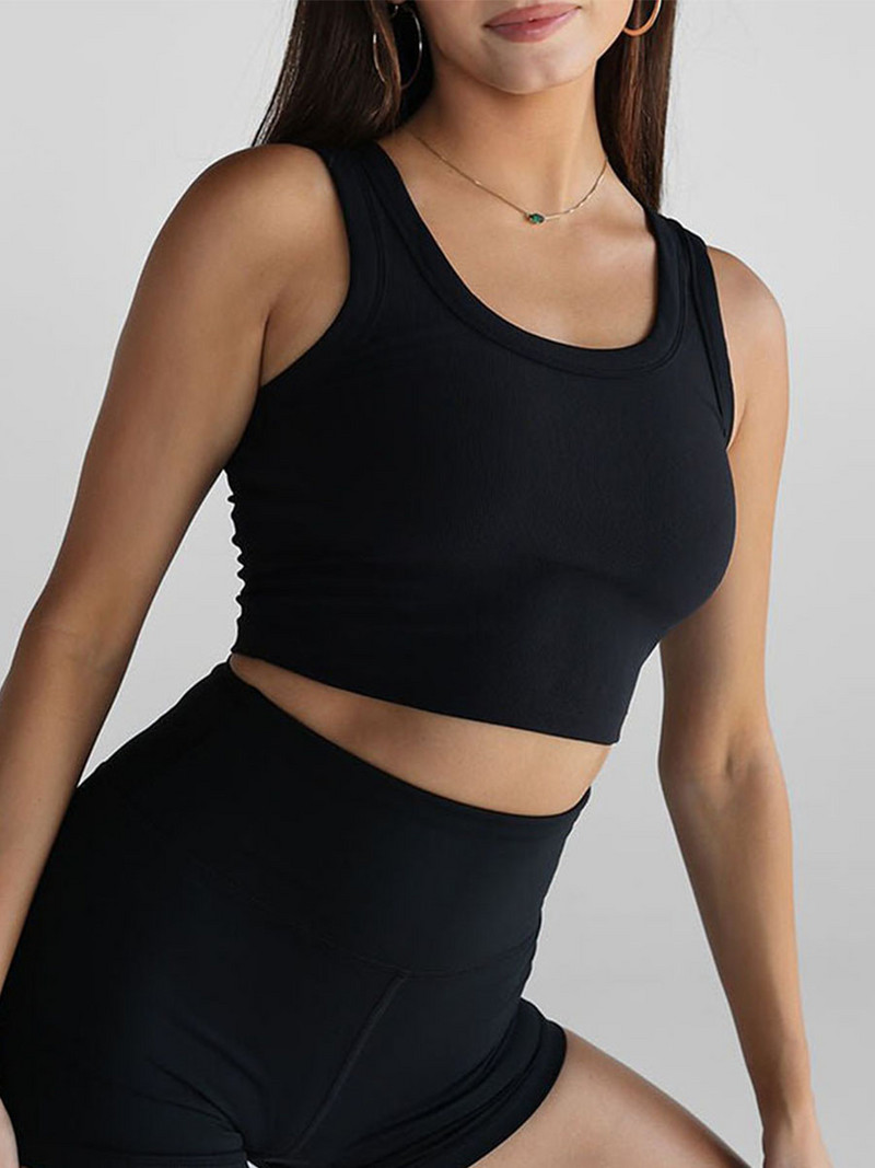 Ženske rebraste pletene majice bez rukava s okruglim izrezom, uske kratke majice s prslukom Ulična odjeća