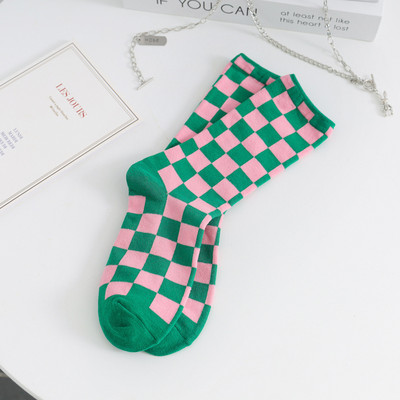 1 par pamučnih modnih hip hop muških ženskih uniseks čarapa Harajuku mlada djevojka dama karirano Klizanje šahovnica Vesele čarape Smiješne Sokken