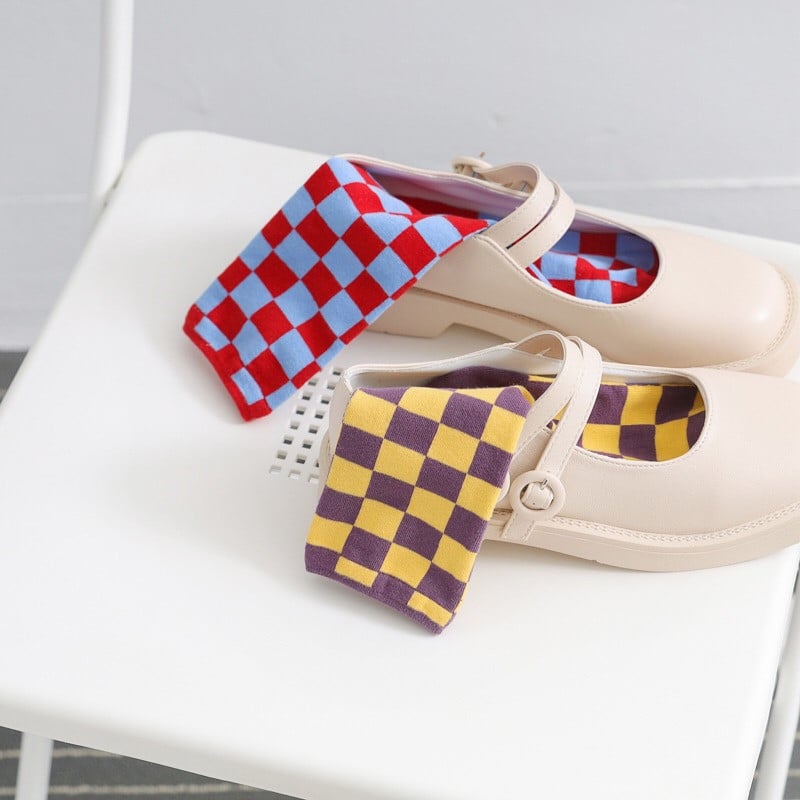 1 par pamučnih modnih hip hop muških ženskih uniseks čarapa Harajuku mlada djevojka dama karirano Klizanje šahovnica Vesele čarape Smiješne Sokken