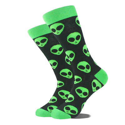 Cotton Happy Funny Sokid Mehed Alien Planet Shark Crazy Design Sokken Unisex Uudsus Dinosaur Crew Rula Calcetines Hombre