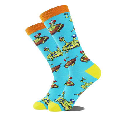 Cotton Happy Funny Sokid Mehed Alien Planet Shark Crazy Design Sokken Unisex Uudsus Dinosaur Crew Rula Calcetines Hombre