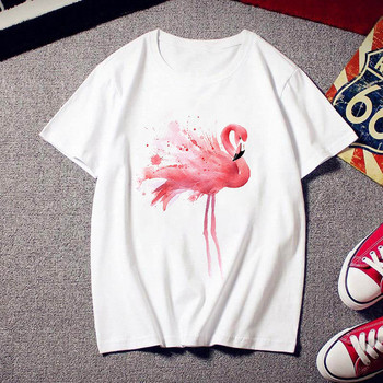 2021 Flamingo Beauty T-shirt Γυναικεία μόδα 90 s Harajuku κοντομάνικο T-shirt Λευκό καλοκαιρινό T-shirt Top