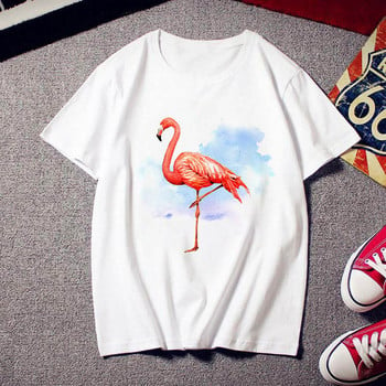 2021 Flamingo Beauty T-shirt Γυναικεία μόδα 90 s Harajuku κοντομάνικο T-shirt Λευκό καλοκαιρινό T-shirt Top