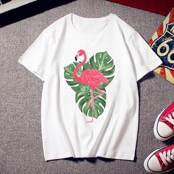 2021 Flamingo Beauty T-shirt Γυναικεία μόδα 90 s Harajuku κοντομάνικο T-shirt Λευκό καλοκαιρινό T-shirt Top