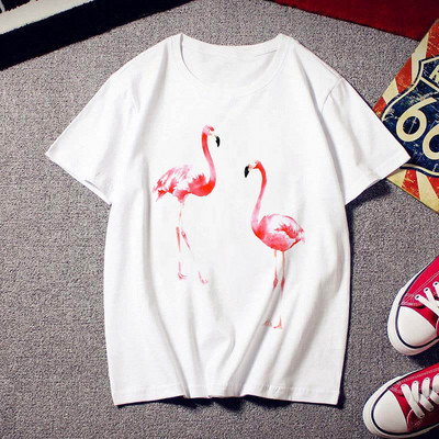 2021 Flamingo Beauty póló női divat divatos 90-es Harajuku rövid ujjú póló fehér nyári póló felső
