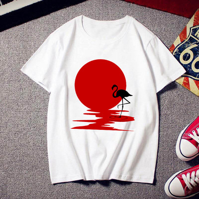 2021 Flamingo Beauty póló női divat divatos 90-es Harajuku rövid ujjú póló fehér nyári póló felső