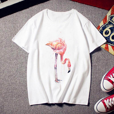 2021 Flamingo Beauty póló női divat divatos 90-es Harajuku rövid ujjú póló fehér nyári póló felső