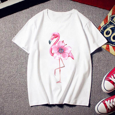 2021 Flamingo Beauty póló női divat divatos 90-es Harajuku rövid ujjú póló fehér nyári póló felső