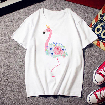 2021 Flamingo Beauty póló női divat divatos 90-es Harajuku rövid ujjú póló fehér nyári póló felső