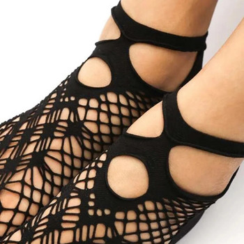 5 чифта ретро дантелени дамски чорапи Летни мрежести еластични прозрачни чорапи до глезена Лолита Универсална дамска риболовна мрежа Черни чорапи
