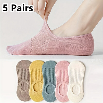 5 perechi de șosete invizibile din plasă, comozi și respirabili, șosete decoltate, ciorapi și ciorapi pentru femei
