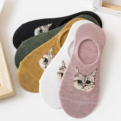 5 perechi de șosete scurte drăguțe cu imprimeu de desene animate, șosete moi și ușoare decoltate la gleznă, ciorapi și ciorapi de damă