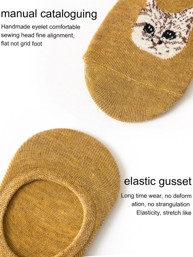 5 perechi de șosete scurte drăguțe cu imprimeu de desene animate, șosete moi și ușoare decoltate la gleznă, ciorapi și ciorapi de damă