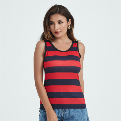 Naiste suvised paagid Camis vest Mood vabaaja varrukateta elastsed naiste tänavapunased mustad triibud Tankid Topid T-särgid Hotsweet B3018