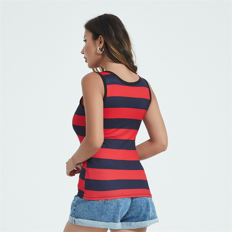 Naiste suvised paagid Camis vest Mood vabaaja varrukateta elastsed naiste tänavapunased mustad triibud Tankid Topid T-särgid Hotsweet B3018