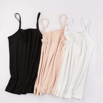 Női Summer Basic egyszínű ujjatlan camisole spagetti pántos gombóc nyakú tankfelső karcsúsított alsó heveder mellény sima