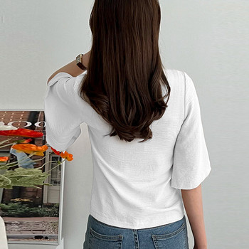 Mugen Блуза с голям размер Летни женски блузи Офис Ежедневни риза и блузи с къс ръкав Бяла риза Елегантни блузи за жени 2024 г.