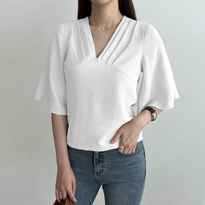 Mugen Plus Size Pluus Suvised naiste pluusid Kontori vabaaja lühikeste varrukatega särk ja pluusid Valge särk Elegantsed pluusid naistele 2024