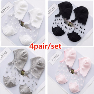 1/2/3/4/5 pari ženskih čarapa za gležnjeve Prozirne nevidljive čarape Ljetne nevidljive čipkaste čarape Neklizajuće mrežaste prozirne polutanke čarape