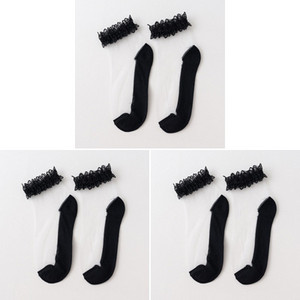 3 perechi de șosete scurte din dantelă transparentă pentru femei, șosete de vară din bumbac, subțiri, goale la gleznă, papuci de femei, moale, anti-alunecare, șosete invizibile